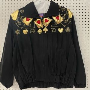 Lucky Casino Jacket. Black with playing cards design by Jackets Galore Sz. Lrg